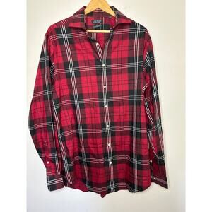 Lauren Ralph Lauren Red Black Plaid Button Down Long Sleeve Size L Dress Shirt
